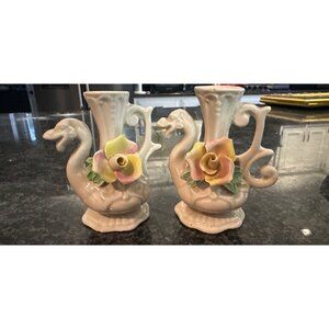 Vintage Capodimonte- Style Porcelain Vases Mid 20th Century Set of 2